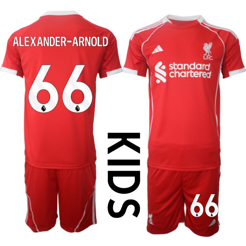 Youth 2025-2026 Season Club Liverpool home red #66 Soccer Jersey
